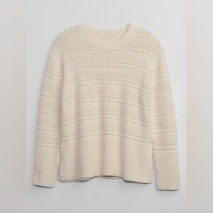 Gap 24/7 Split Hem Crochet Sweater Beige